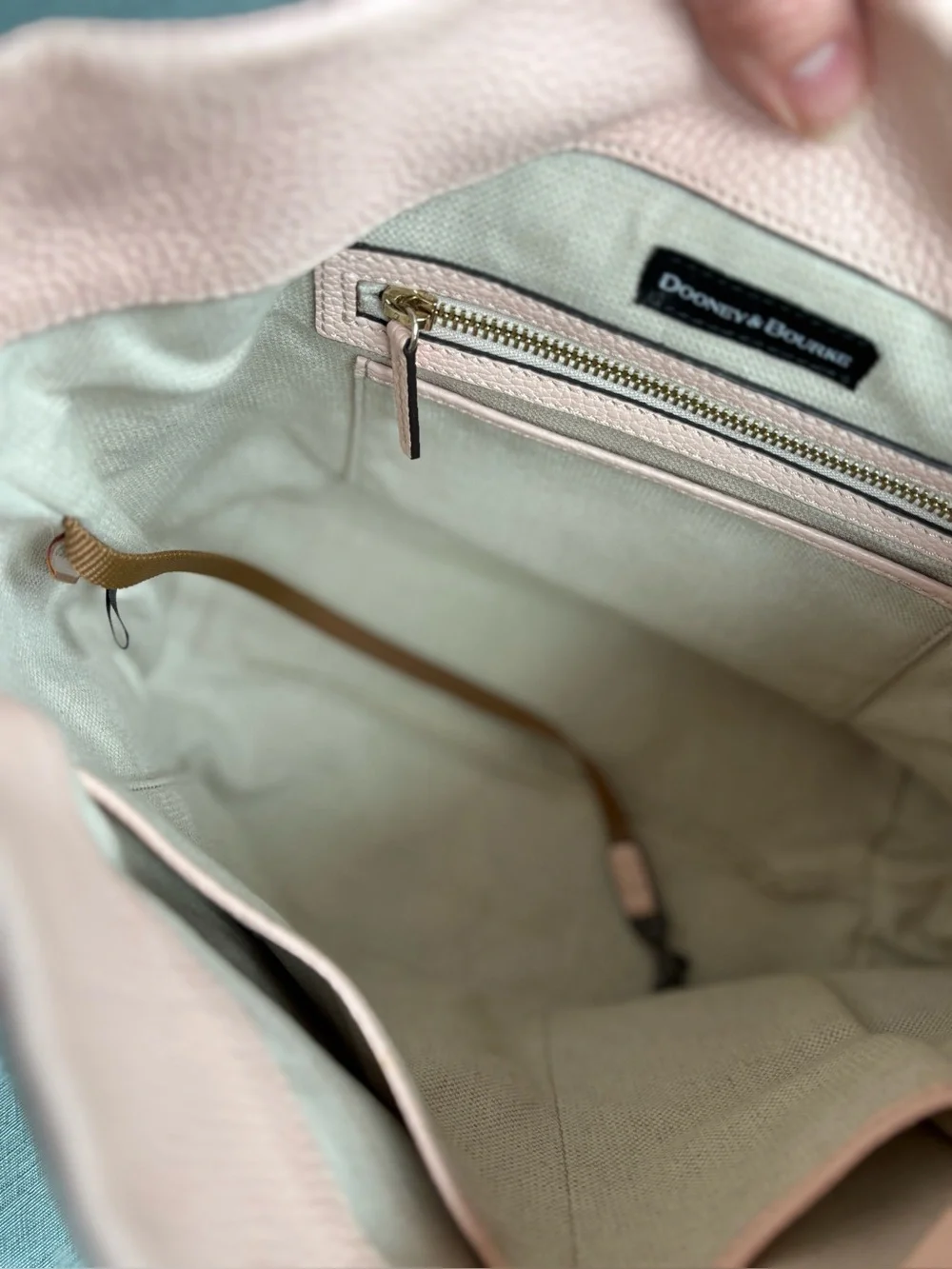 Dooney & Bourke Pebbled Leather Hobo Shoulder Bag in Blush Pink Gold Hardware